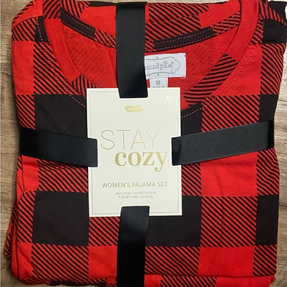 Mud Pie Potter Women’s Short Sleeve Matching Pajama PJ’s Set Buffalo Plaid XL - Picture 9 of 11